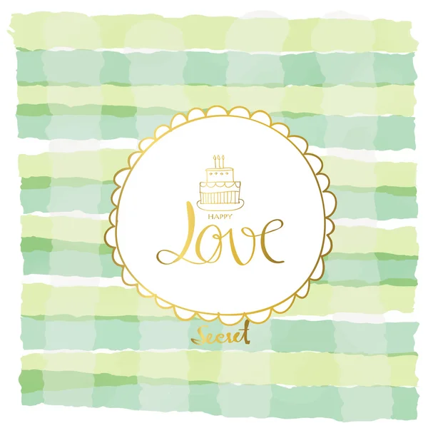 Licht groen witte streep pastel met liefde in valentine da cirkel — Stockvector