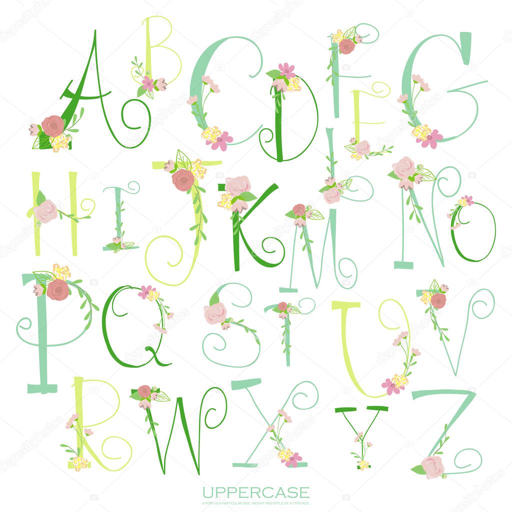 Black pink green colorful ink alphabet letters.Hand drawn written