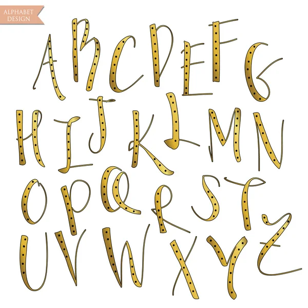 Preto ouro colorido alfabeto de tinta letters.Hand desenhado escrito com — Vetor de Stock