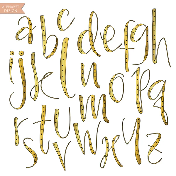 Lettres de l'alphabet de l'encre colorée d'or noir. — Image vectorielle