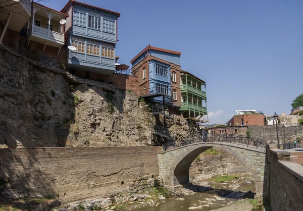 Architettura tradizionale georgiana in Abanotubani parte storica — Foto Stock