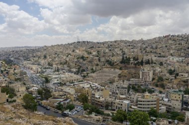  Amman Cityscape downtown ile citade gelen Roma amfi