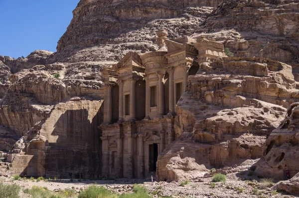 AD deir, den kloster tempel petra, Jordanien — Stockfoto