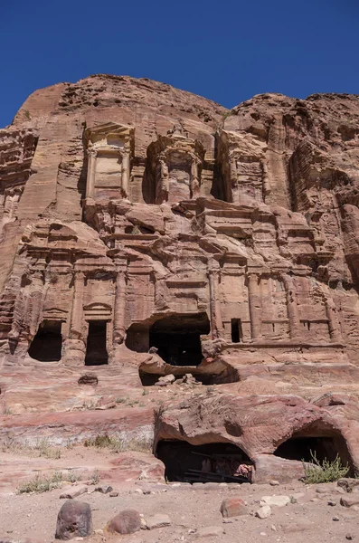 Korintiska graven, en av de kungliga gravar, Petra, Jordanien — Stockfoto