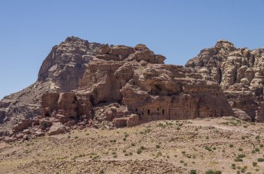 Al Habis dağ ve Haçlı fort görünümünü. Petra. Ürdün