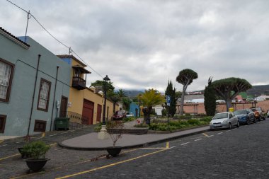 La Orotava, Santa Cruz de Tenerife - 19 Ocak 2020: Yukarı kasabada, küçük güzel bir park 