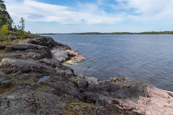 Skerry Van Ladoga Stenen Oever Van Het Meer Great Ladoga — Stockfoto