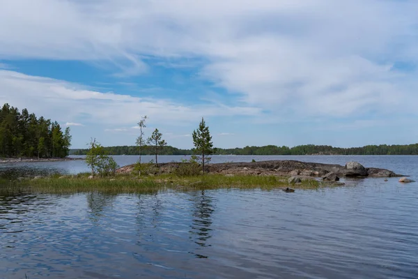 Skerry Van Ladoga Stenen Oever Van Het Meer Great Ladoga — Stockfoto