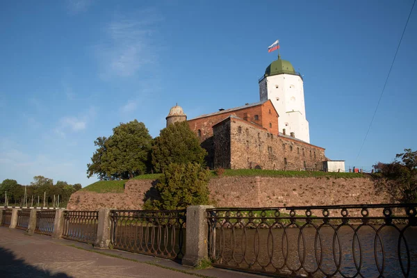 Vista Castelo Vyborg Torre Olaf Temporada Verão Parte Europeia Rússia — Fotografia de Stock