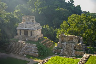 Palenque 'deki Maya harabeleri, Chiapas, Meksika.