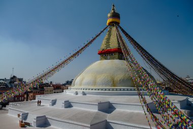 Stupa Katmandu, Nepal Boudhanath Stupa (Bodnath Stupa) tapınakta. En büyük stupa Nepal.