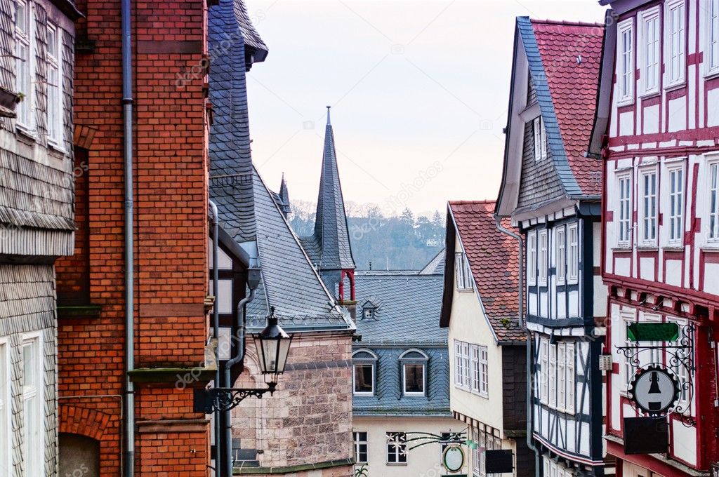 Historic street of Marburg. Germany