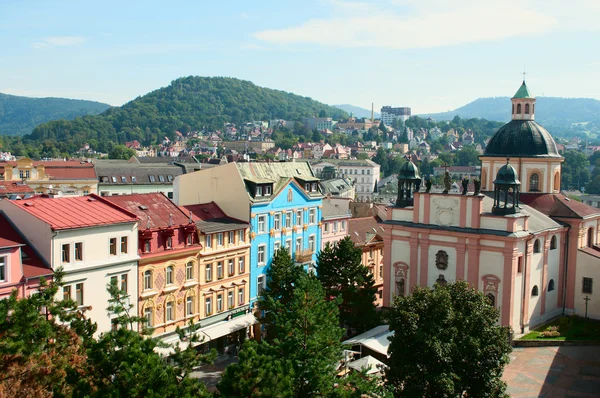 Vista sobre o centro histórico de Decin na República Checa — Fotografia de Stock