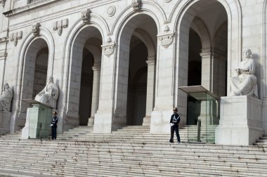 Portuguese Parliament Building, Palacio da Asembleia da Republica, with guards in Lisbon, Portugal clipart