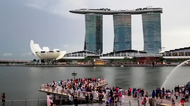 Singapur Singapur Stycznia 2020 Miasto Nabrzeże Widokiem Pomnik Merlion Tle — Wideo stockowe