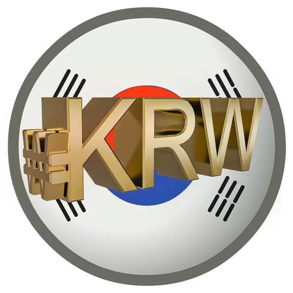 Gilded Krw Won Symbol Republic Corea Bandera Antecedentes Finanzas Concepto —  Fotos de Stock