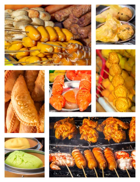 Collage Alimentos Cocina Tradicional Asiática Alas Pollo Asiáticas Tradicionales Camarones — Foto de Stock