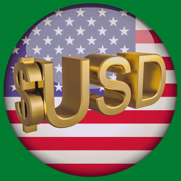 Gilded Usd Dollarsymbool Achtergrond Van Amerikaanse Vlag Financieel Concept Weergeven — Stockfoto