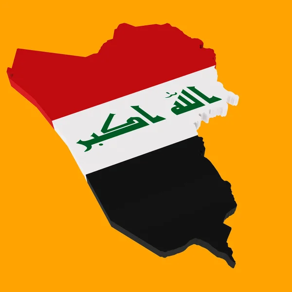 Model Mapy Iraku Kolorach Flagi Narodowej Żółtym Tle Odizolowany Układ — Zdjęcie stockowe