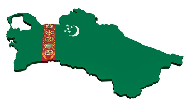 Μοντέλο Χάρτη Του Τουρκμενιστάν Στα Χρώματα Της Εθνικής Σημαίας Λευκό — Φωτογραφία Αρχείου