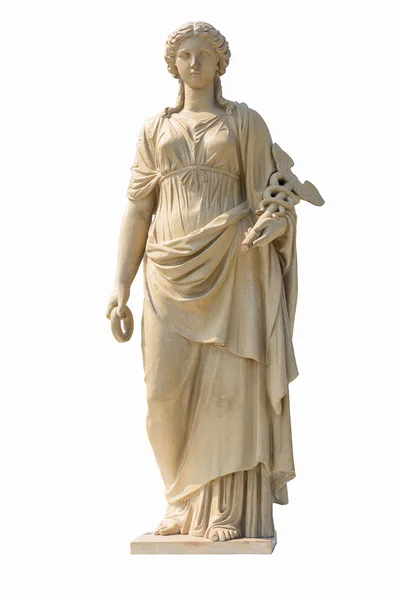 Αρχαίες γυναίκες άγαλμα σε λευκό φόντο και απόκομμα μέρος — Φωτογραφία Αρχείου