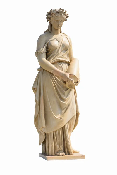 Oude vrouwen standbeeld in witte achtergrond en knippen deel Stockfoto