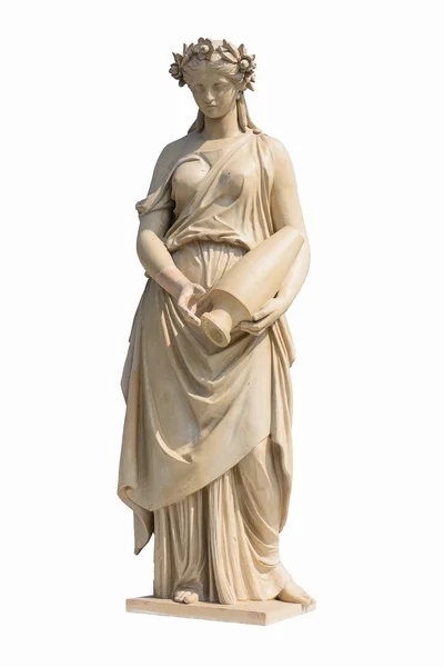 Oude vrouwen standbeeld in witte achtergrond en knippen deel Stockafbeelding