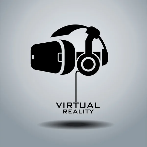 Icono de auriculares de realidad virtual, diseño plano, vector — Vector de stock