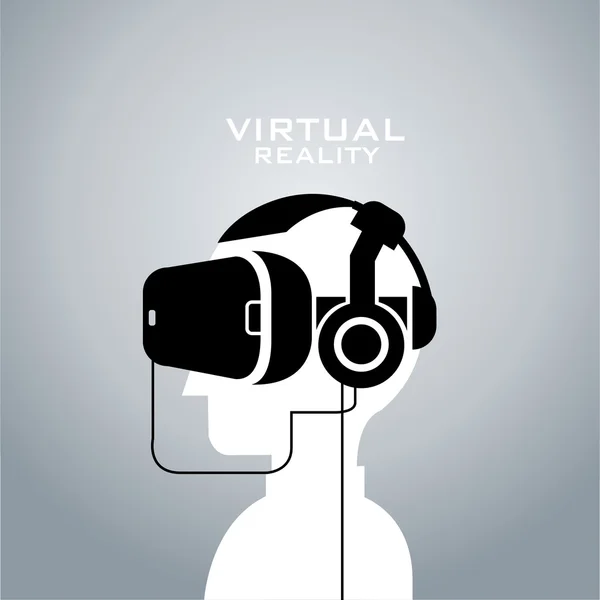Virtuális valóság fejhallgató ikonra, flat design, vektor — Stock Vector