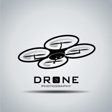 drone with action camera, logo vector clipart