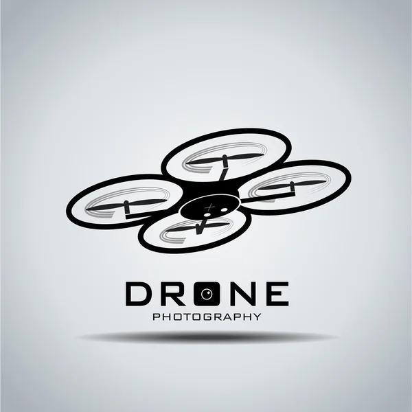 Drone with action camera, logo vector — Stock Vector