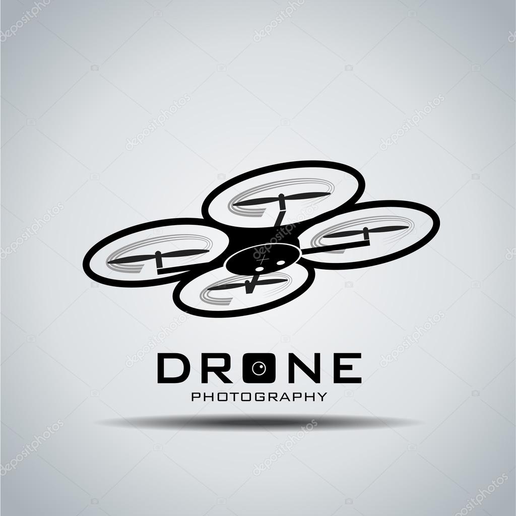 Drone with action camera, logo vector
