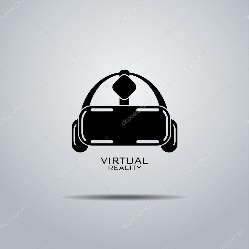 Virtual reality headset icon, flat design, vector
