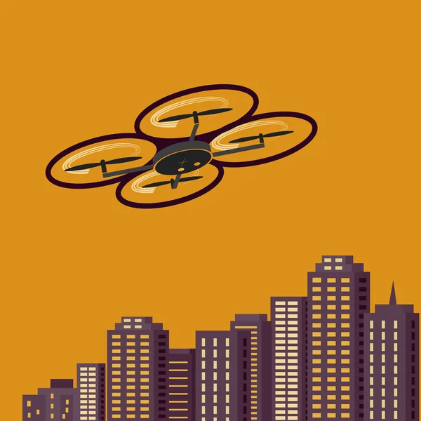 Фотозйомка повітряних дронів, тло міського пейзажу — стоковий вектор