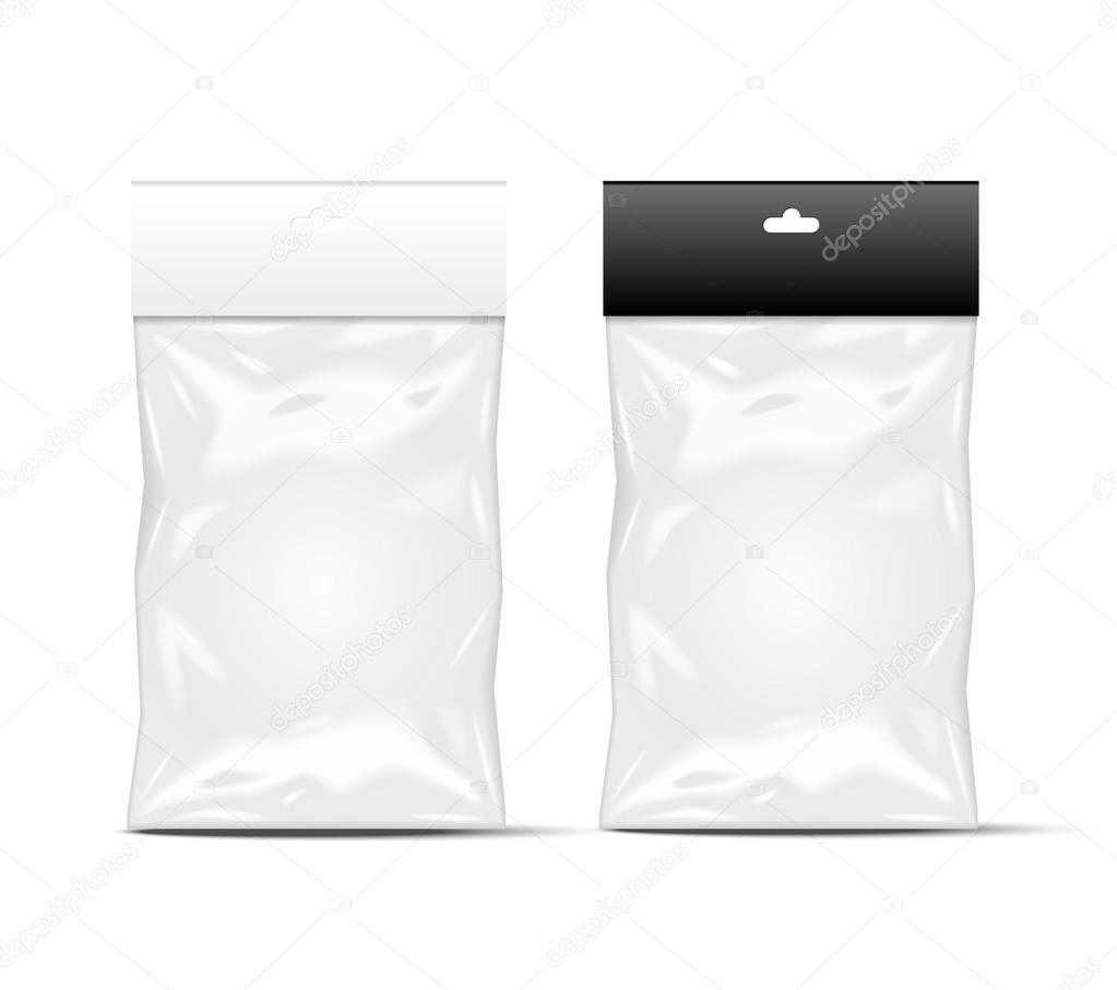 black & white plastic pack, packaging, 3D, vector