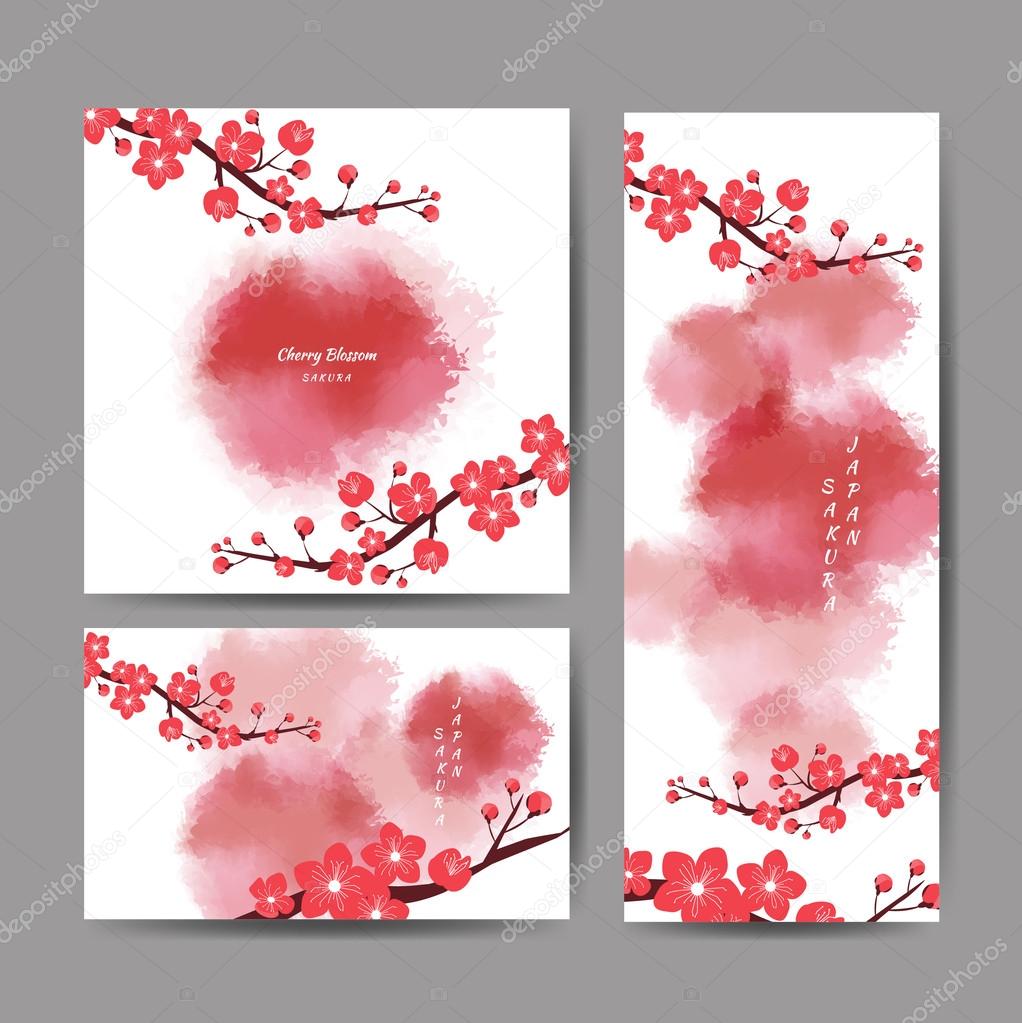 cherry blossom collection , greeting cards , seamless texture , 
