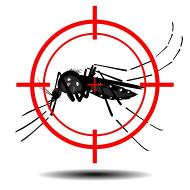 mosquitoes with mosquito target, flat design clipart