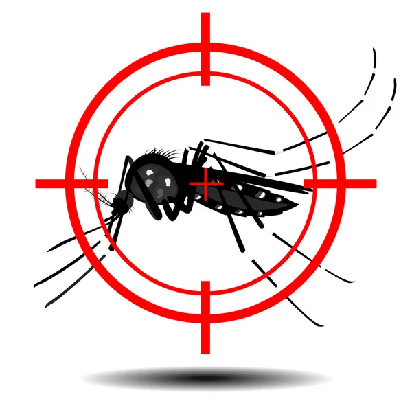 Mosquitoes with mosquito target, flat design — Stock Vector