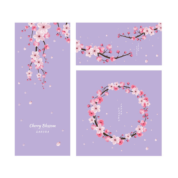 cherry blossom collection , greeting cards , seamless texture , 