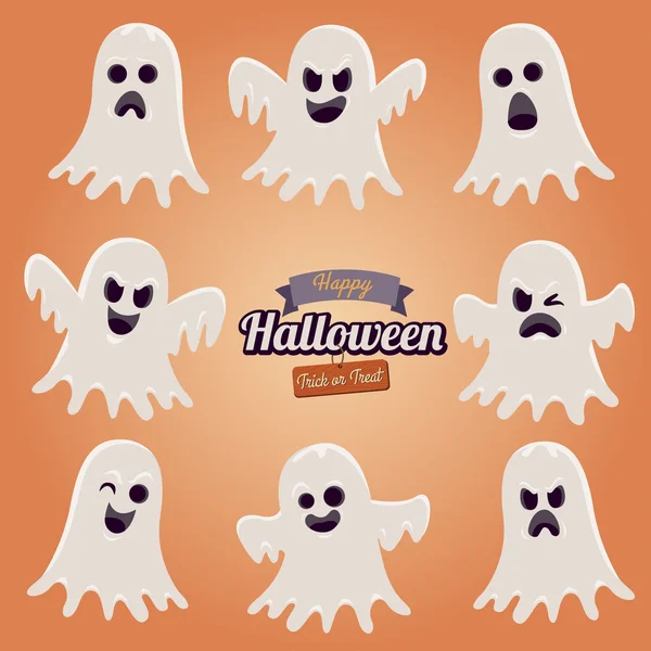 Ensemble de fantômes pour Halloween — Image vectorielle