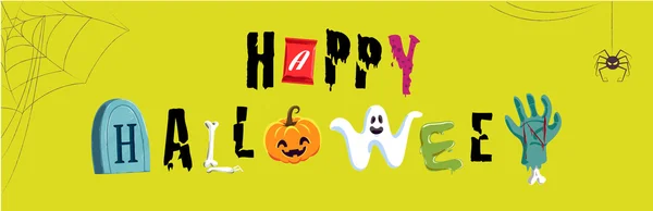 Boldog Halloween betűkép, tipográfia, vektor, ábra — Stock Vector