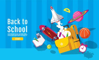  Okula dönüş, Kitap İlhamı, Çevrimiçi Öğrenme, Evden Çalışma, Düz Tasarım Vektörü