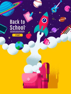  Okula dönüş, Kitap İlhamı, Çevrimiçi Öğrenme, Evden Çalışma, Düz Tasarım Vektörü