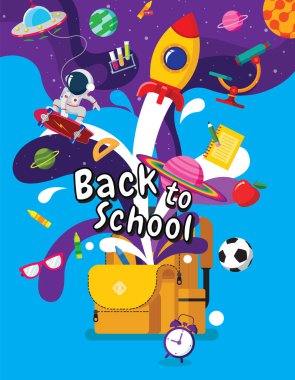  Okula dönüş, Kitap İlhamı, Çevrimiçi Öğrenme, Evden Çalışma, Düz Tasarım Vektörü.