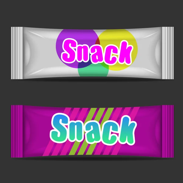 Hoja Alimentos Snack pack Para galletas, obleas, galletas saladas, dulces — Vector de stock