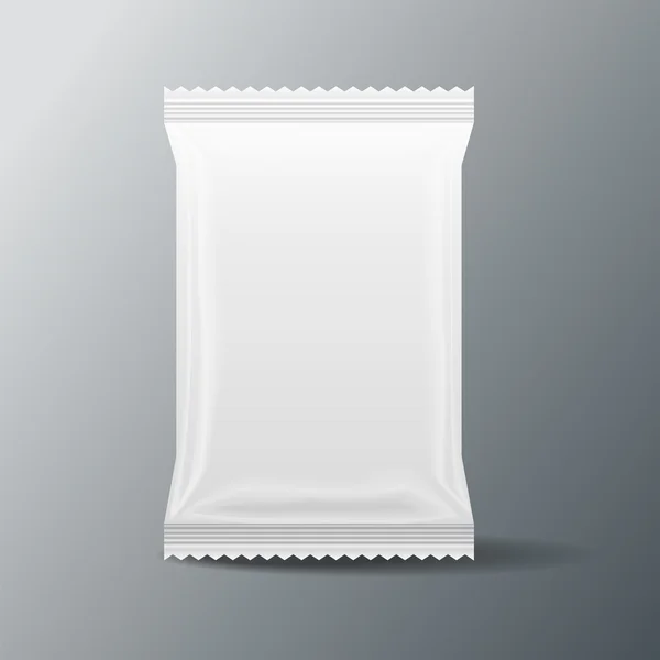 White Blank Food Bag Packaging , 3 D ,vector — Stock Vector