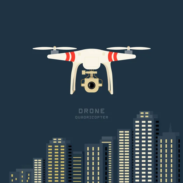 Remote aerial drone with a camera taking photography or video re — Stock Vector