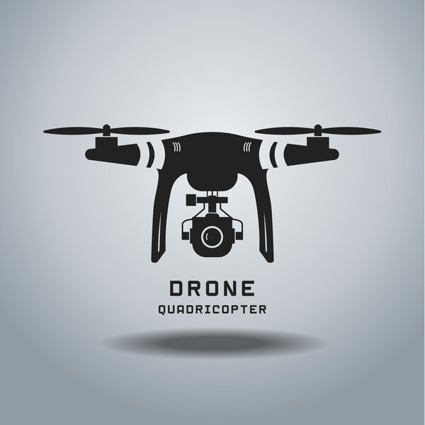 drone with action camera, logo vector