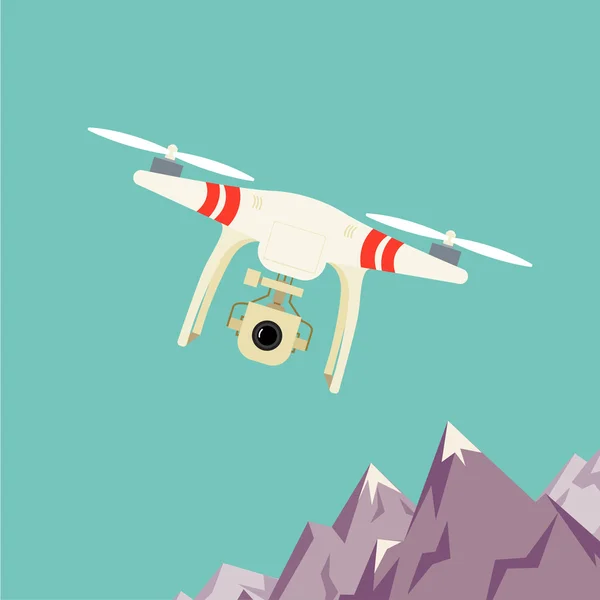 Remote antenn drone med en kamera som tar foto eller video re — Stock vektor