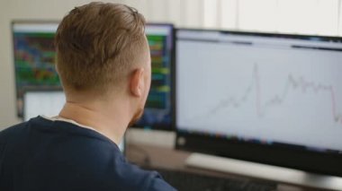 Programcı office arkasında 3 Monitör çalışıyor